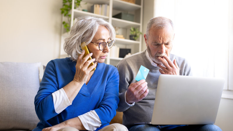 Seniors looking into a possible bank fraud attempt