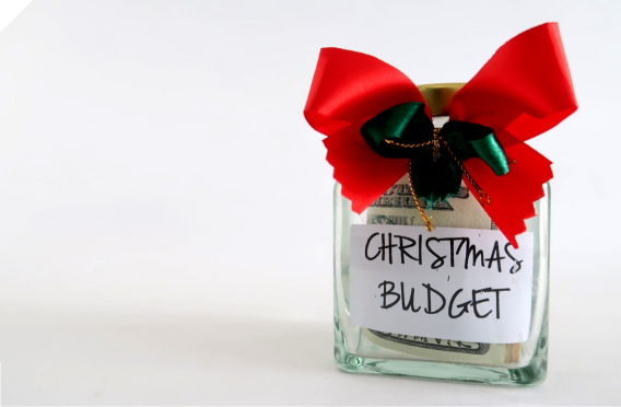 Jar that reads Christmas Budget