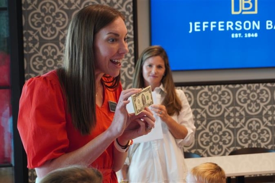 Woman presenting financial literacy seminar at Jefferson Bank