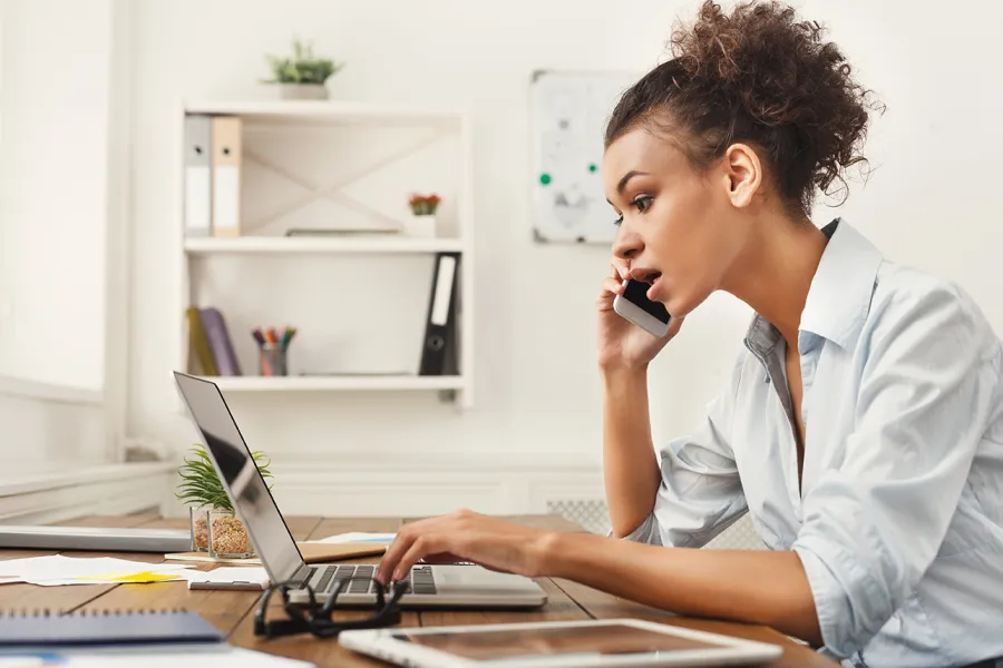 Woman on her laptop.